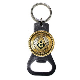 GENUINE TEXAS BRAND Custom Masonic Square and Compasses Key Chain Bottle Opener