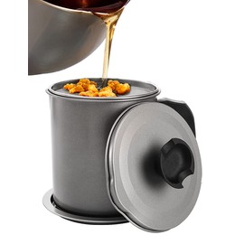 Bacon Grease Container with Strainer, Grease Catcher 1.4L, Cooking Oil Filter with Lid and Leak Proof Plate for Kitchen ,Oil Can Storage Lard for Cooking.