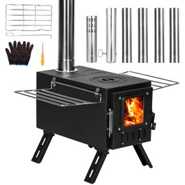 Upgraded Portable Wood Stove for Camping, YRenZ Compact Tent Stove with Large Firebox, High Airtightness for Outdoor Cooking & Heating