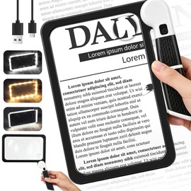 Magnifying Glass for Reading: 5X10X Rechargeable Large Light Book Magnifier