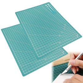 Cutting Mat Set, Self-Healing Craft Mat Mat, A4 Self-Healing Cutting Mat, Self-Healing Cutting Mat, Double-Sided Grids, for Professional Cuts, Hand Backboards, 30 x 22 cm, Green