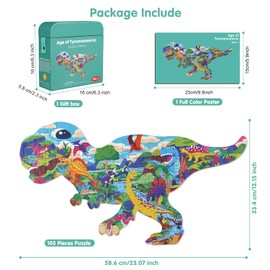 Tyrannosaurus Rex Puzzle for Kids, 105 Piece Puzzle with Large Pieces for Children Aged 4 5 6 7 8 9 10 Years