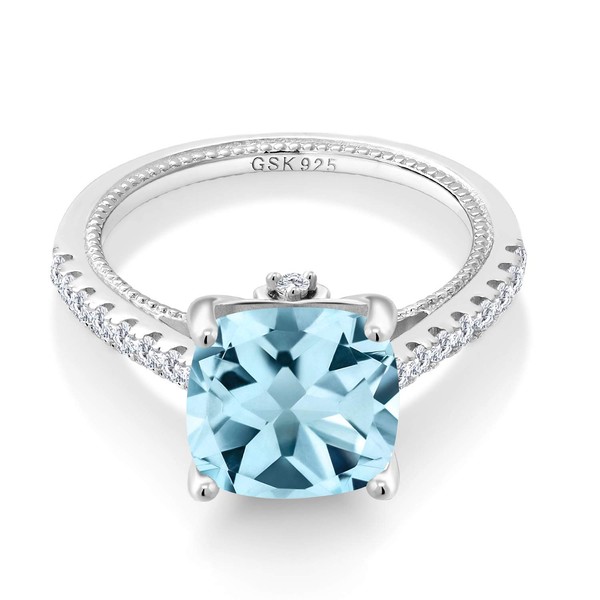 Gem Stone King 925 Sterling Silver Sky Blue Topaz and