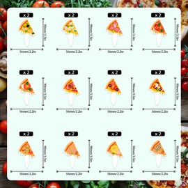 24 Pieces Pizza Cupcake Toppers Pizzeria Happy Birthday Slice Decorations, Themed Birthday Party for Boys and Girls, Pizza Party or Baby Shower Party Decorations, Birthday Gifts for Kids.