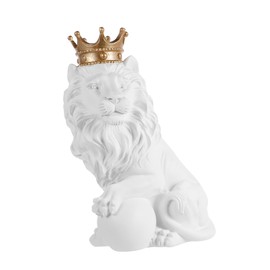 FUNOMOCYA 1PC Nordic Resin Crown Lion Adornment Creative Desktop Decor for Home Office Material Unique Present for Friends
