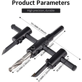 HOHXEN Adjustable Rotary Burr with Twist Drill Bit [Diameter: 30mm-120mm] Adjustable from 1" to 5" for Woodworking Craft Tools
