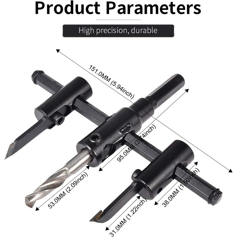HOHXEN Adjustable Rotary Burr with Twist Drill Bit [Diameter: 30mm-120mm]