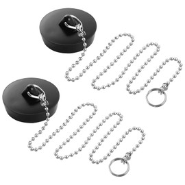 Drain Plug, Pack of 2 Rubber Sink Plugs, 45 mm Plug Bathtub, Universal Plug for Sink Bathtub, with 40 cm Chain Plug, for Bathtub, Kitchen, Sink Sewer System