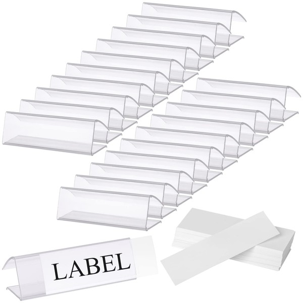 Hedume 100 Pcs Plastic Label Holder with 100 Pcs Label
