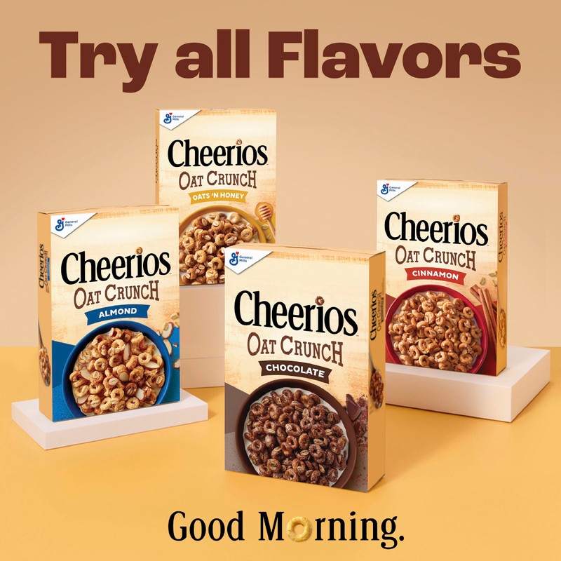 Cheerios Oat Crunch Almond Breakfast Cereal, Made with Whole Grain,