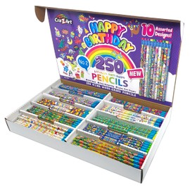 Happy Birthday Pencils Classpack 250 Count Featuring 10 Unique Designs - Teacher Reward Pencils, Birthday Party Favors