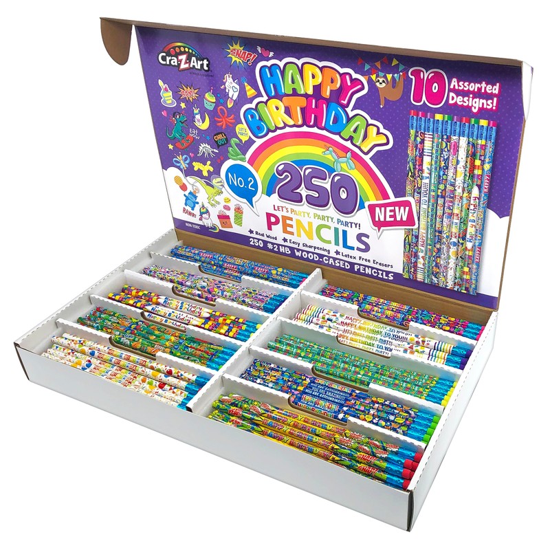 Happy Birthday Pencils Classpack 250 Count Featuring 10 Unique Designs