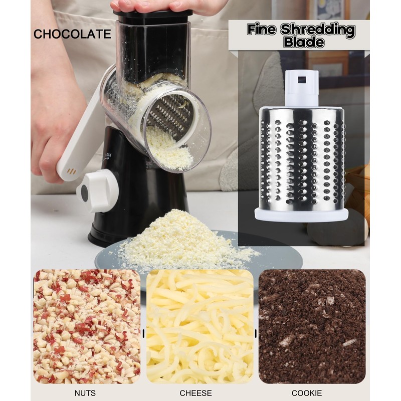 Ourokhome Rotary Cheese Grater Hand Crank, Kitchen Shredder Speed Mandolin