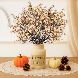 Uieke 6 Pcs Artificial Flowers Baby Breath Faux Champagne Artificial Gypsophila Bouquet Fake Silk Flowers Real Touch for Home Office Kitchen Wedding Wall DIY Room Farmhouse Décor