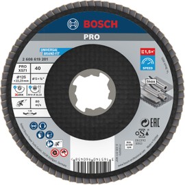 Bosch 1 x Pro Metal X571 Flap Disc Angled Design for X-Lock (for Steel, Stainless Steel, Diameter 125 mm, Grit 40, Professional Accessories, Small Angle Grinder)