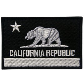 EmbTao California Tactical Embroidered Applique Fastener Hook&Loop Patch - White & Black