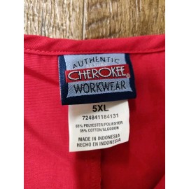 Cherokee Scrubs Unisex Workwear V Neck Scrub Top 4777 RED Size 5XL
