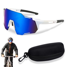 Fast Glasses Men Women Sports Sunglasses Polarised Sports Glasses Mirrored Sports Glasses Cycling Glasses Quick Glasses for MTB Biking Running Enduro UV400 Protection Windproof Anti-Fog
