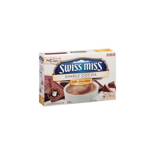 Swiss Miss, Simply Cocoa, mezcla de cacao caliente de chocolate con leche, 8 unidades, caja de 6.8 oz (Paquete de 3)