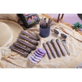 BS-MALL Makeup Brushes Set 28 Pcs – Premium Triangle Puff & Foundation Brush for Flawless Makeup Application