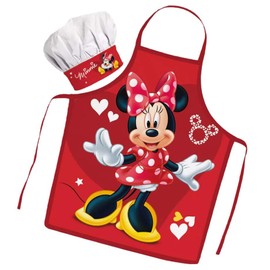 Sorrisini Children's Apron and Chef Hat for Children, Apron Chef Hat Kids, Children's Apron Boys, Adjustable Cooking Set for Children for Baking, Painting, Chef Dress for Children, Minnie,