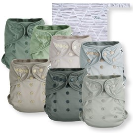 Nora's - Funda de pañal de tela para guardería, lavable y reutilizable con cierre a presión, funda de pañal de tela para pañales de tela preplegable, plana o ajustada, bolsa húmeda incluida, rocío