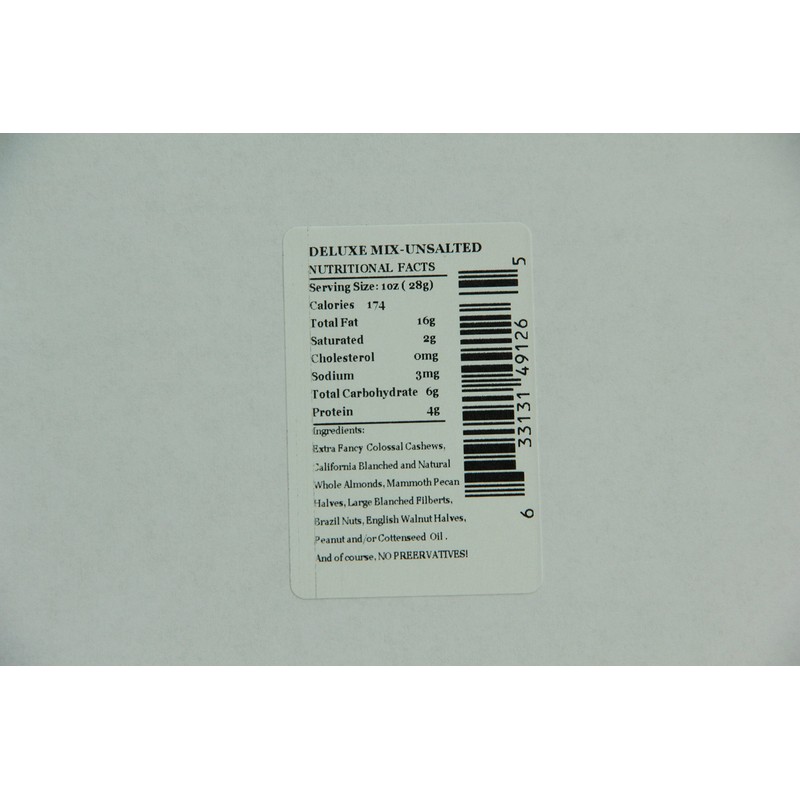 Unsalted Extra Fancy Deluxe Mixed Nuts in 16 oz Poly