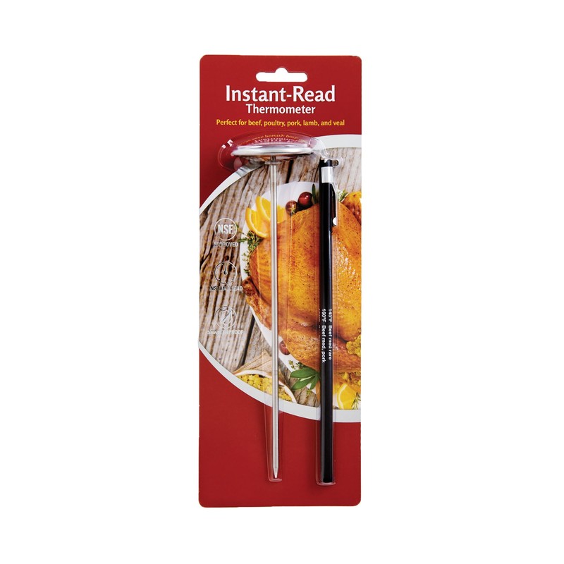 HIC Kitchen Roasting Instant-Read Meat Thermometer, Big Shatterproof Face, Stainless