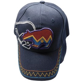 AES Smokey Mountains Bear Tribal North Carolina NC Shadow Blue Embroidered Cap Hat.