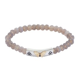 Alex and Ani Butterfly Stretch Bracelet,Two Tone,Two Tone,Bracelet, Size 6.5 inches to 8 inches