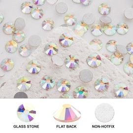 Novani 576 Pieces Flatback Rhinestones Glass Round Gems AB Crystals for Nail Art DIY Crafts Clothes Shoes,SS30,6.4-6.6mm