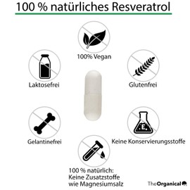 TheOrganical Trans Resveratrol Capsules, 100 Capsules with 500 mg Premium Resveratrol, Made in Hamburg