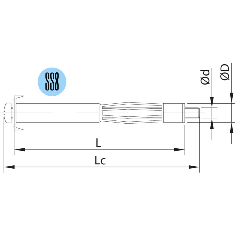 SS8® Wall Plasterboard Fixing Anchor M4x32mm Plugs Molly Heavy Duty
