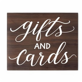 JennyGems Gifts and Cards Sign, Wedding Signs, Wedding Decor, Party Signs, 12x10 in Hanging Wall, Birthday, Engagement, Bridal Shower Party Decor (Brown)