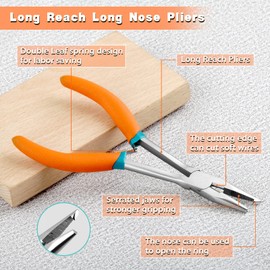 LEONTOOL Split Ring Pliers for Fishing Long Reach Long Nose Pliers 6 Inches Fishing Split Ring Plier Fishing Hook Remover Pliers Serrated Jaw with Side Cutters Small Jump Ring Opening Pliers