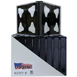 USDISC CD Jewel Cases Chubby 24mm, Quintuple 5 Disc, Black, Pack of 25