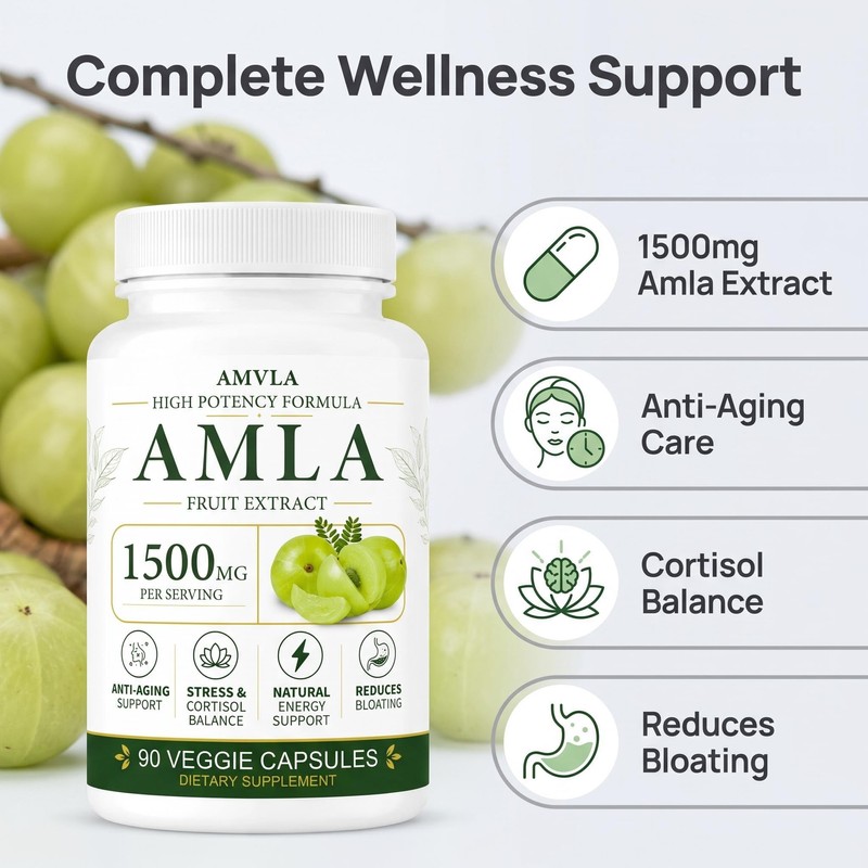 AMVLA Amra Capsules 1500mg - High-Efficacy Fruit Extract |Anti-Aging, regulates