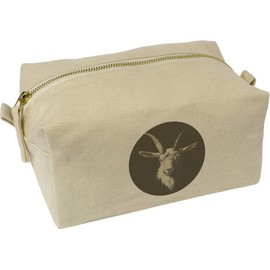 'Vintage Goat Portrait' Canvas Wash Bag/Makeup Case (CS00041969)