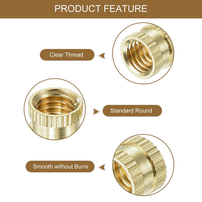 sourcing map M8 x 8mm(L) x 10mm(OD) Female Thread Brass