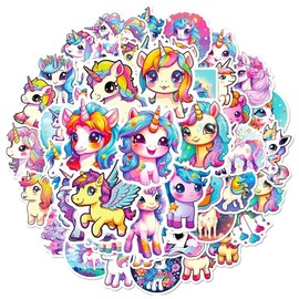 Unbranded 50PCS Kids Cute Colorful Cartoon Unicorn Laptop Luggage Cup Scrapbook Stickers
