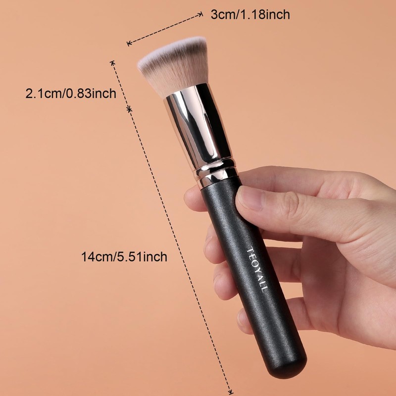 TEOYALL Kabuki Foundaiton Brush, Flat Top Dense Buffing Brush for