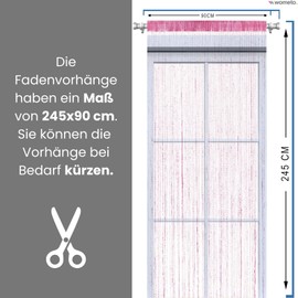 wometo String Curtain, Glitter Curtain, OekoTex, 90 x 245 cm, Pink, Silver, Shiny, Decorative Scarf, Transparent, Semi-Transparent, Christmas