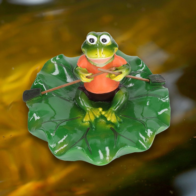 Simulation Resin Floating Lotus Leaf Frogs Ornament Fish Pond Fountain