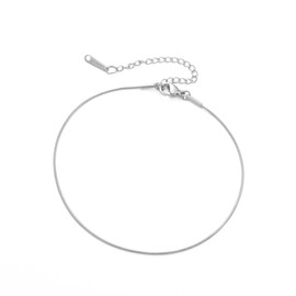 Amaxer Adjustable Stainless Steel Snake Chain Ankle Bracelet 0.04in Width Foot Chain for Women Beach Holiday Summer Vacation Jewelry (silver)