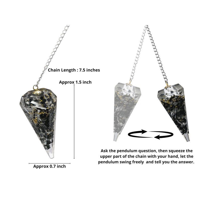 Péndulos de cristal de orgón de turmalina negra para adivinación