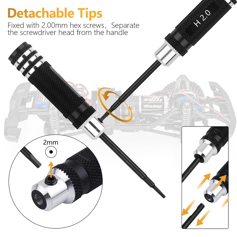 7PCS RC Car Tool Kit Short Handle Hex Screwdriver Nut