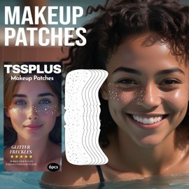 Glitter Freckles Face Tattoo, Sparkle Freckles Glow Up Makeup Patches, Face Glitter, Body Glitter, Silver Gold Freckles Makeup Accessories Cosmetic Glitter for All Skin Types - 6xSheets (Silver)