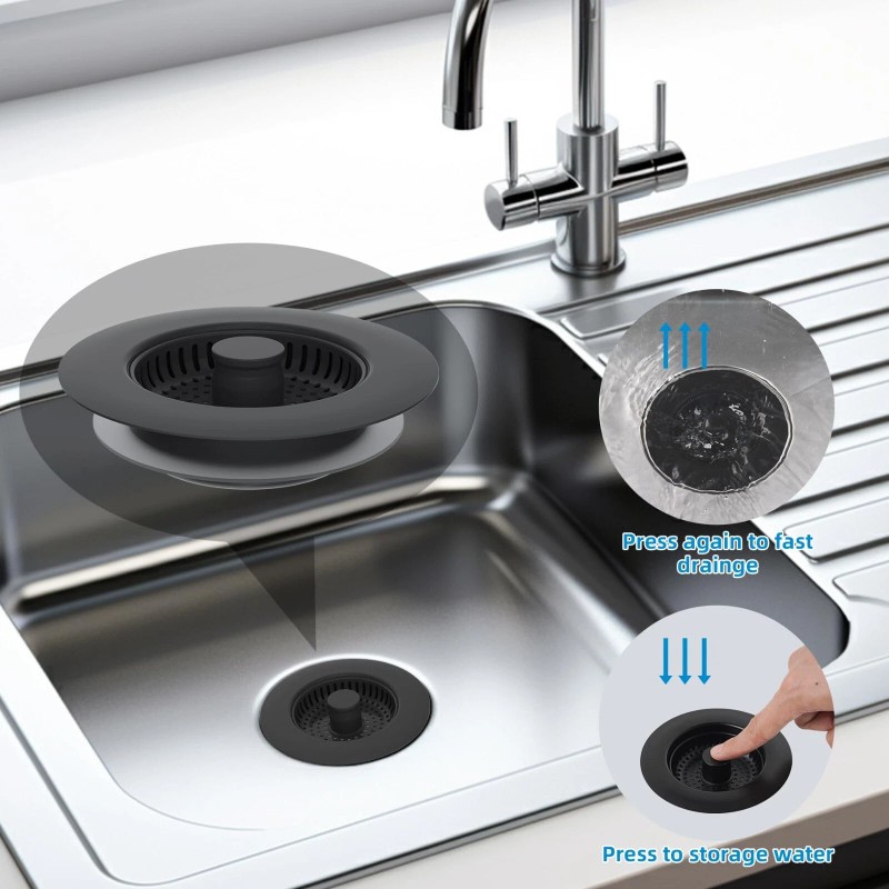 hibbent Stainless Steel 3 in 1 Kitchen Sink Drain Strainer