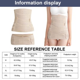 3 in 1 Bauchgurt Damen, 4 Patch Bauchgürtel Schwangerschaft Rückbildungsgürtel M L XL XXL mit Beckengürtel, Bauchband nach Geburt Schwangerschaftsbandage, Belly Band Bauchstützgürtel Frauen (M)