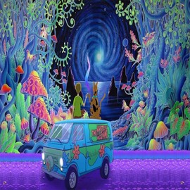 DHAYAXI Scooby Trippy Tapestry Cartoon Anime Tapestry Aesthetic Mushroom TapestryWall Tapestry Hanging Banner Decorations for Art Poster Livingroom Dorm Bedroom！ - main image size: 60" x 80"